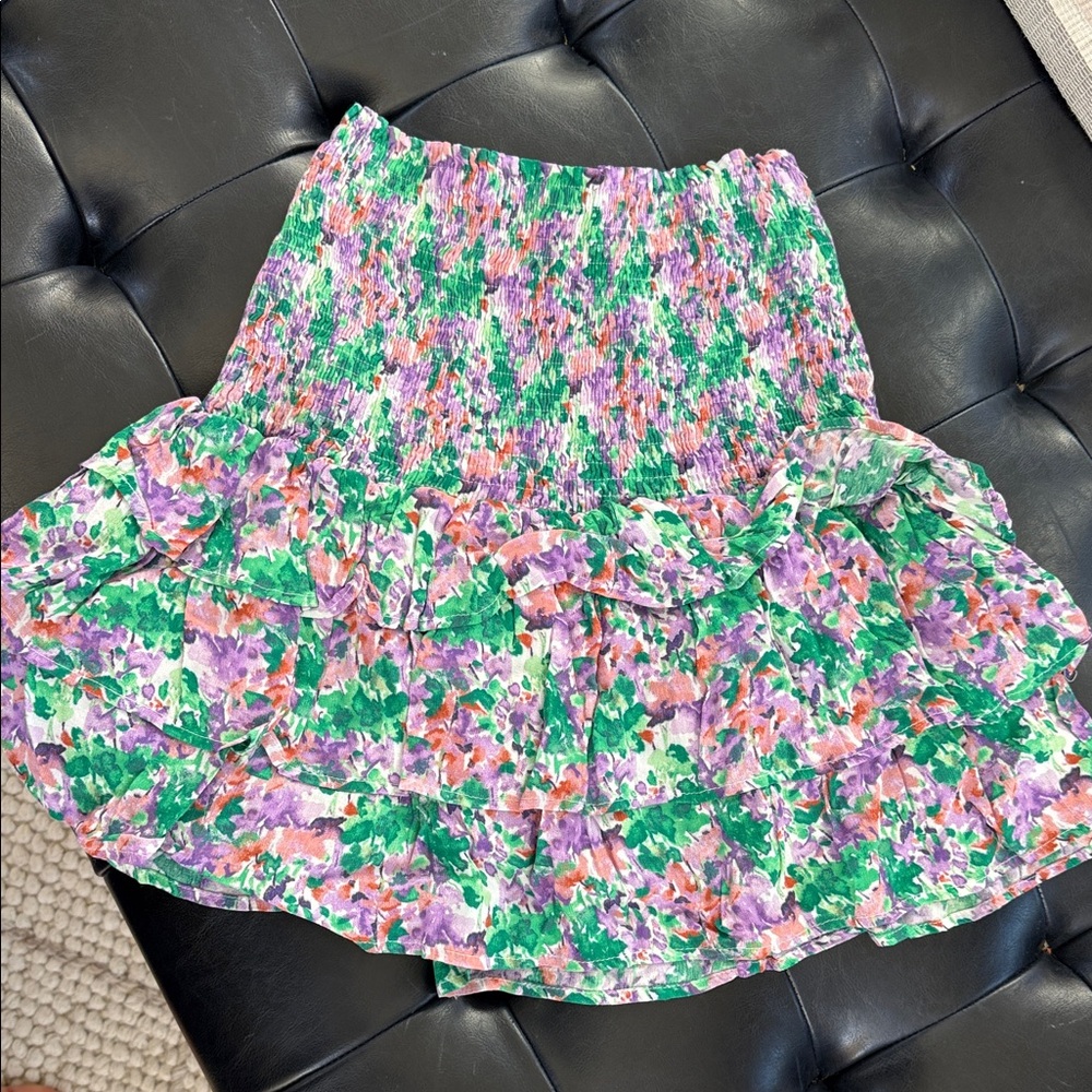 Floral Green and Purple Women's Skirt